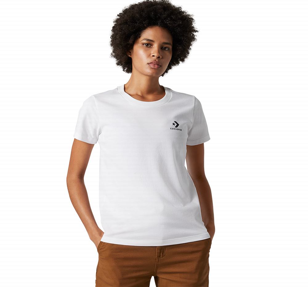 Camiseta Converse Stacked Logo Mulher Branco 906275YWD
